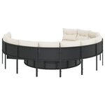 vidaXL Canapé de jardin avec table coussins rond noir résine tressée