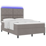 vidaXL Lit avec sommier et matelas & LED Taupe 140x200 cm Tissu