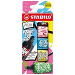 5 mini surligneurs BOSS MINI by Snooze One - vert + jaune + bleu + rose + noir x 10 STABILO
