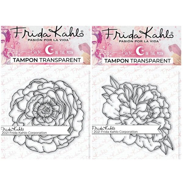 2 Tampons transparents - Pivoine 2 + Pivoine 3 - 9 5 x 6 5 cm