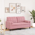 vidaXL Canapé 2 places avec oreillers décoratifs rose 140 cm velours