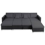 vidaXL Canapé-lit extensible à 4 places Similicuir Noir