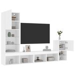 vidaXL Unités murales TV avec LED 4 Pièces blanc bois d'ingénierie
