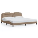 vidaXL Cadre de lit avec lumières LED cappuccino 200x200 cm similicuir