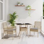 vidaXL Ensemble de salle à manger de jardin 3 pièces Beige Poly Rotin