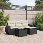 vidaXL Salon de jardin 5 Pièces avec coussins noir résine tressée