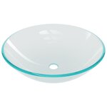 vidaXL Lavabo de bain avec robinet et drain à poussoir Verre trempé