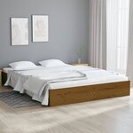 vidaXL Cadre de lit Marron miel Bois massif 135x190 cm Double