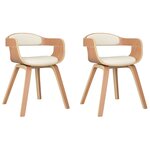 vidaXL Chaises à manger lot de 2 crème similicuir et bois courbé