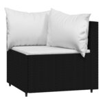 Salon de jardin meuble d'extérieur ensemble de mobilier 4 pièces avec coussins noir résine tressée 02_0016162