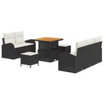 Ensemble de Canapé de Jardin 8 Pièces Noir Rattan Poly Acacia vidaXL