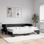vidaXL Lit de jour avec lit gigogne noir 80x200 cm tissu