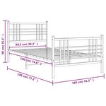 vidaXL Cadre de lit métal sans matelas et pied de lit blanc 100x190 cm
