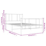 vidaXL Cadre de lit métal sans matelas avec pied de lit noir 90x190 cm