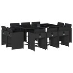 vidaXL Ensemble à manger de jardin 11 Pièces coussins noir résine tressée