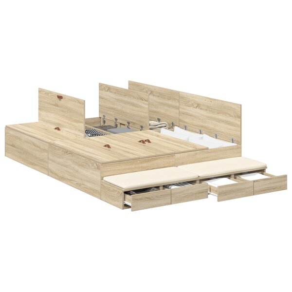 vidaXL Lit rangement en chêne Sonoma 135x190 cm