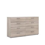 TVILUM Commode 8 tiroirs - Chene Truffe - L 140 x P 40 x H 82 cm - TYHJA