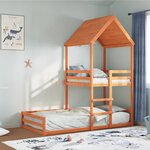 vidaXL Lit superposé avec toit cire marron 90x200cm bois de pin massif