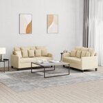 vidaXL Ensemble de canapés 2 Pièces avec coussins Crème Tissu