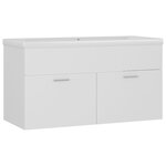 vidaXL Armoire d'évier avec lavabo intégré Blanc Bois d'ingénierie