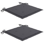 vidaXL Chaises de jardin lot de 2 et coussins anthracite Bois de teck
