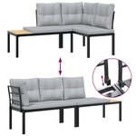 vidaXL Bancs de jardin avec coussins lot de 2 acier enduit de poudre