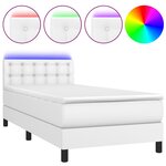 vidaXL Sommier à lattes de lit avec matelas et LED Blanc 90x200cm