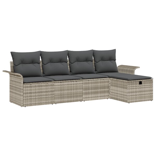 vidaXL Ensemble de canapé de jardin 5 pièces avec coussins en rotin synthétique gris clair