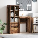 vidaXL Bureau avec rangement vieux bois en bois d'ingénierie