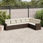 vidaXL Salon de jardin avec coussins 7 Pièces marron résine tressée