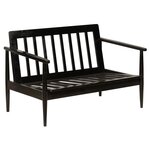 vidaXL Canapé à 2 places Cuir véritable avec bois d'acacia Noir