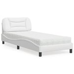 vidaXL Lit avec matelas blanc 90x190 cm similicuir
