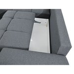 Canapé d'angle convertible CABELLO en tissu gris avec coffre de rangement - LOUNGITUDE