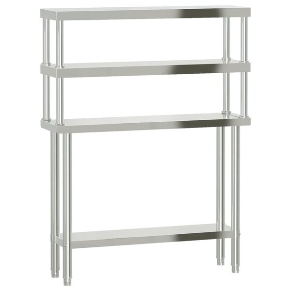 vidaXL Table de travail de cuisine avec étagère 110x30x150 cm inox
