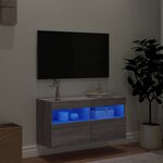 vidaXL Meuble TV mural avec lumières LED sonoma gris 80x30x40 cm