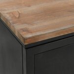 Bureau table meuble travail informatique à double piédestal bois de sapin et acier 120 cm 0502119