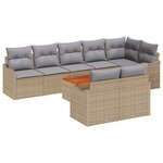 Ensemble de canapé de jardin 9 pièces avec coussins beige en rotin synthétique