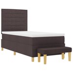 vidaXL Lit à ressorts avec matelas et banc Marron foncé 90x200 cm Tissu