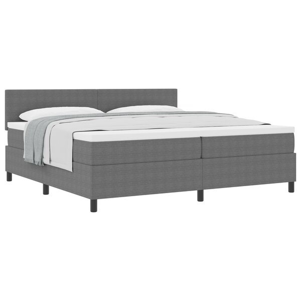 vidaXL Lit avec sommier + matelas Gris 200x200 cm Tissu en velours côtelé