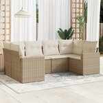 vidaXL Salon de jardin avec coussins 6 Pièces beige résine tressée