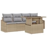 vidaXL Ensemble de Canapés de Jardin de 5 Pièces avec Coussins Beige Rotin Poly