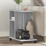vidaXL Table d'appoint avec roues sonoma gris bois d'ingénierie