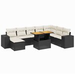 vidaXL Salon de jardin 9 Pièces avec coussins noir résine tressée