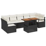 Ensemble de canapé de jardin 8 pièces avec coussins noir poly rotin