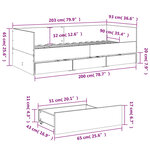 vidaXL Lit de jour avec tiroirs sans matelas gris béton 90x200 cm