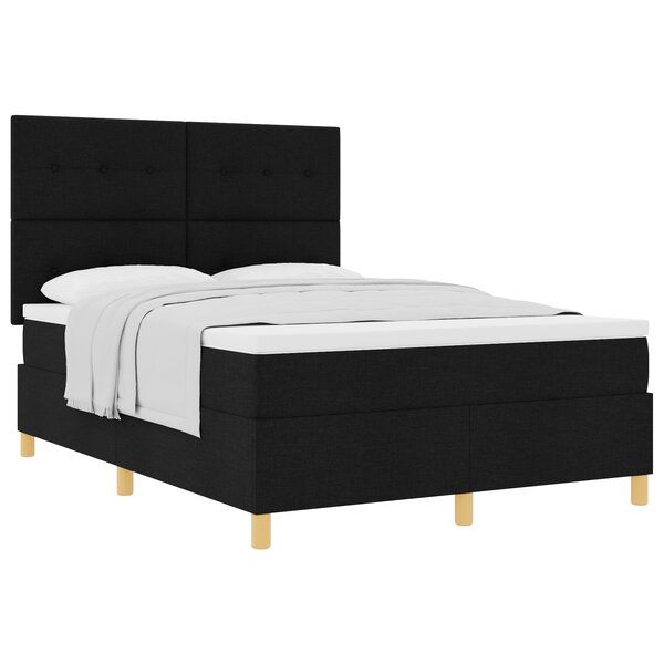 vidaXL Lit Box Spring avec Matelas Noir 140x200 cm Tissu