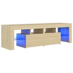 vidaXL Meuble TV avec lumières LED Chêne sonoma 140x36 5x40 cm