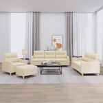 vidaXL Ensemble de canapés 4 Pièces avec coussins Crème Tissu