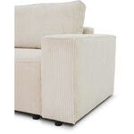 Canapé convertible 3 places tissu velours côtelé beige à coffre de rangement - 239 x 86 x Hauteur 85 cm