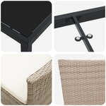 vidaXL Ensemble de Salle à Manger de Jardin 7 Pièces avec Coussins Beige Poly Rattan
